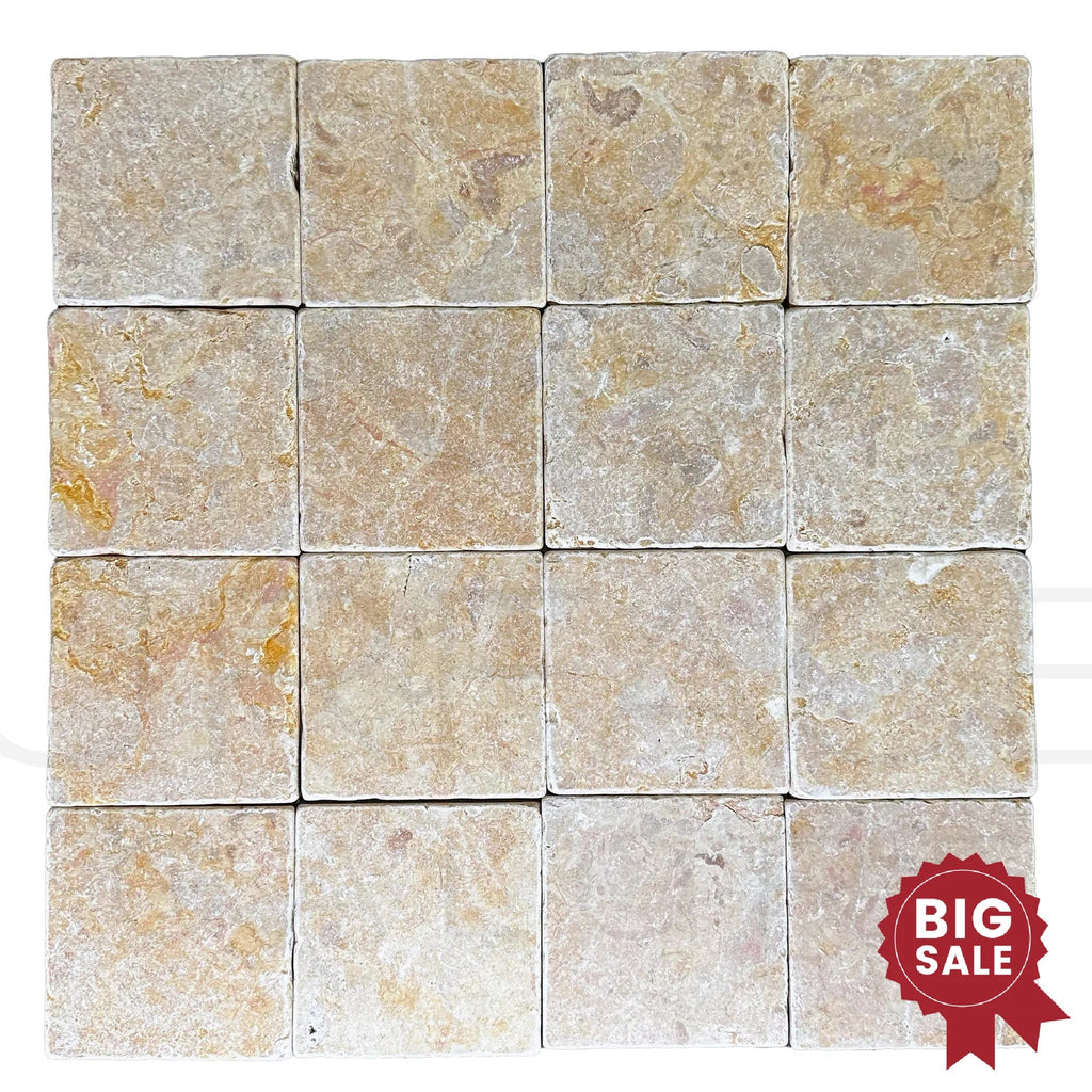 Giallo Reale (Gold - Yellow) Marble 6X6 Tumbled Tile 105 Sq.Ft. - Discounted, Marble/Travertine Clearance Sale - SurfacesGalore