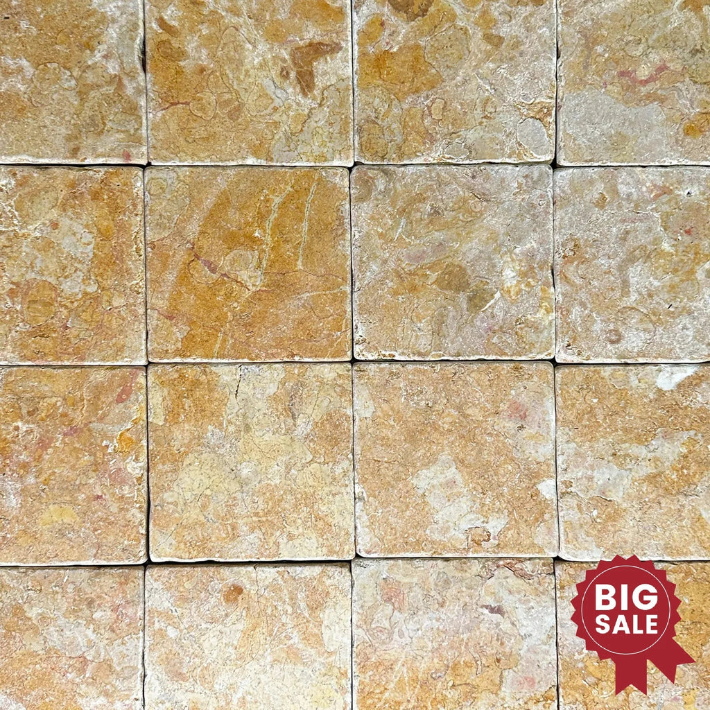 Giallo Reale (Gold - Yellow) Marble 6X6 Tumbled Tile 105 Sq.Ft. - Discounted, Marble/Travertine Clearance Sale - SurfacesGalore