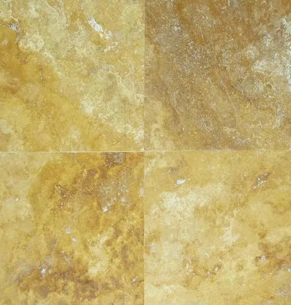 Gold/Yellow Travertine 12X12 Tile Filled and Honed - SurfacesGalore