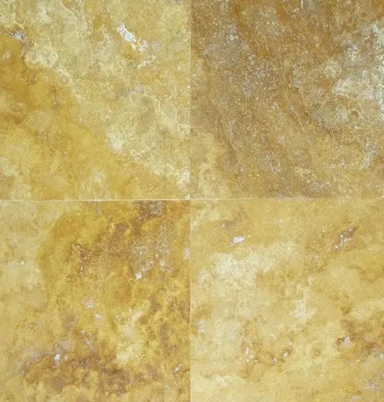 Gold/Yellow Travertine 18X18 Tile Filled and Honed - SurfacesGalore