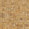 Gold/Yellow Travertine 1X1 Mosaic Split - Faced - SurfacesGalore