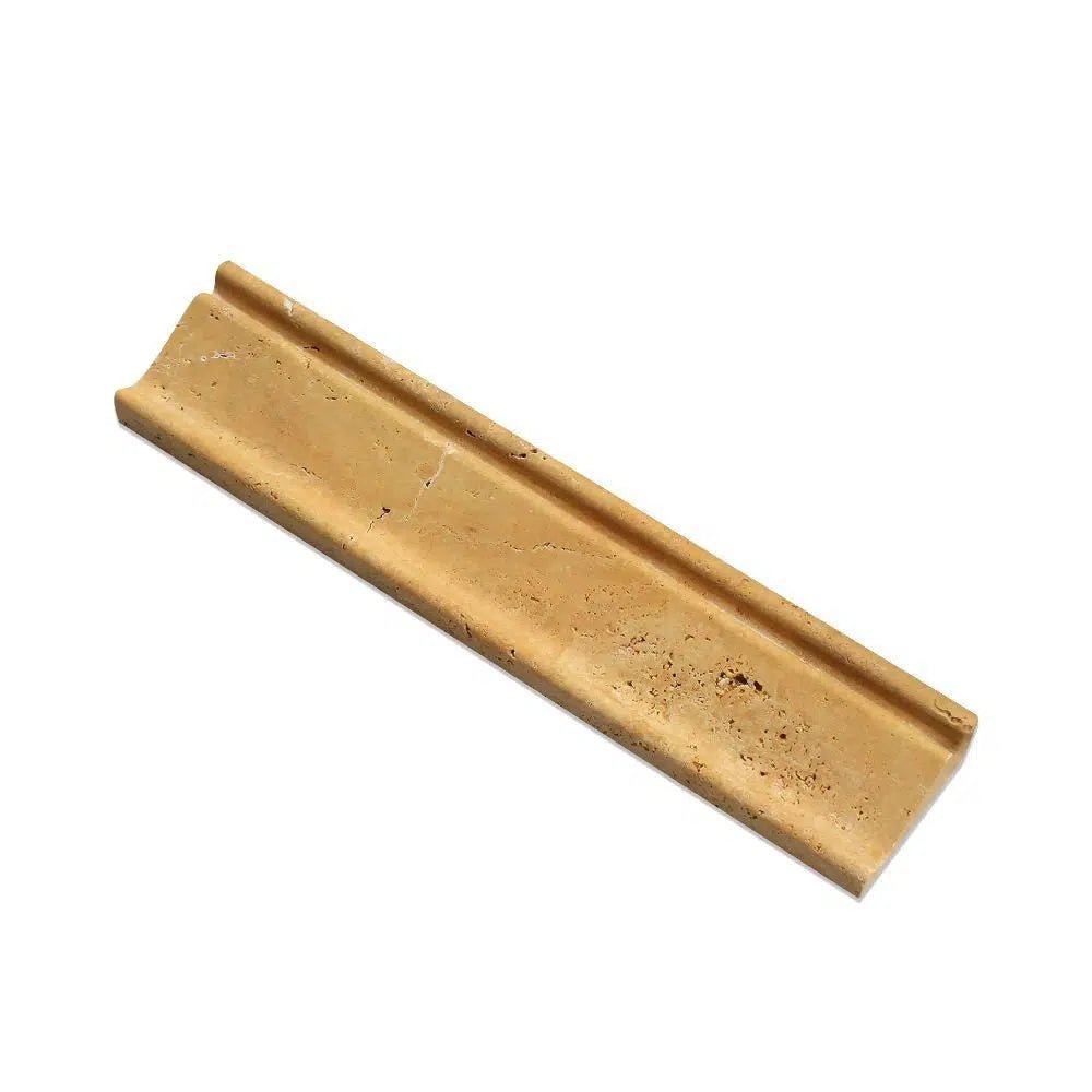 Gold/Yellow Travertine 2 1/2X12 Crown Molding Liner Honed - SurfacesGalore