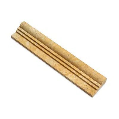 Gold/Yellow Travertine 2 1/2X12 OG - 2 (Double - Step Chair Rail Trim) Liner Honed - SurfacesGalore