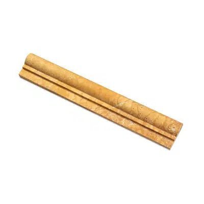 Gold/Yellow Travertine 2X12 OG - 1 (Single - Step Chair Rail Trim) Liner Honed - SurfacesGalore