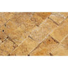 Gold/Yellow Travertine 2X4 Brick Mosaic Split - Faced - SurfacesGalore