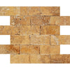 Gold/Yellow Travertine 2X4 Brick Mosaic Split - Faced - SurfacesGalore