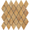 Gold/Yellow Travertine 2X4 Diamond/Rhomboid Mosaic Tumbled - SurfacesGalore