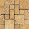 Gold/Yellow Travertine 3-pcs. Mini-Pattern (Non-Interlocking) Mosaic Tumbled