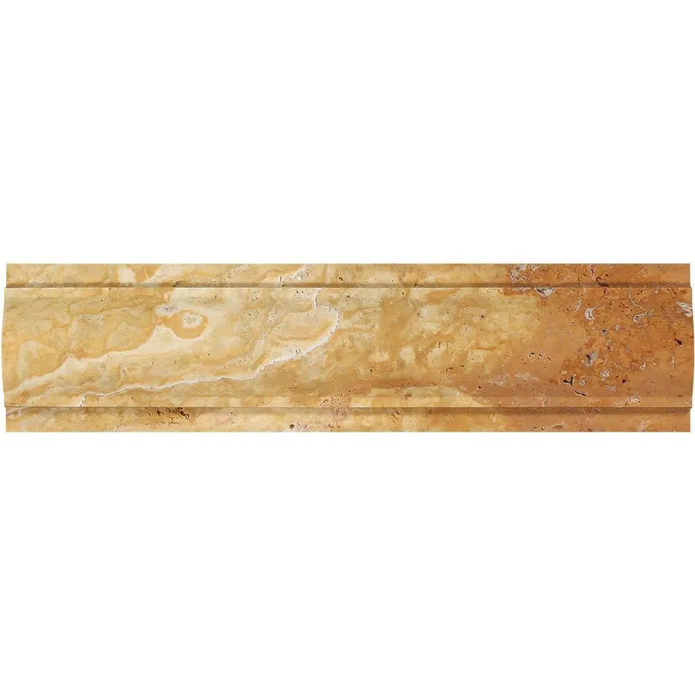 Gold/Yellow Travertine 3X12 Arch / Baldwin Molding Liner Honed - SurfacesGalore