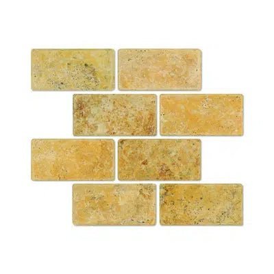 Gold/Yellow Travertine 3X6 Tile Tumbled - SurfacesGalore