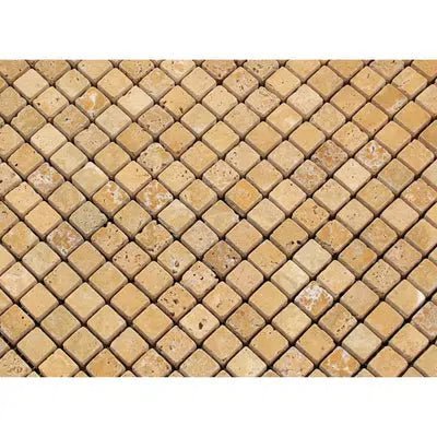 Gold/Yellow Travertine 5/8X5/8 Mosaic Tumbled - SurfacesGalore