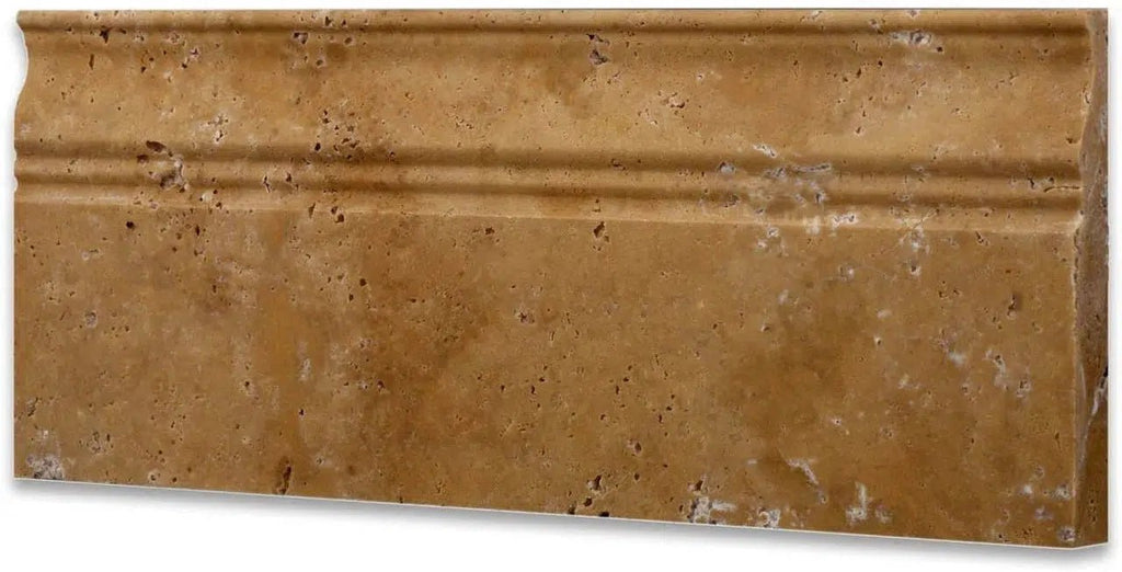 Gold/Yellow Travertine 5X12 Baseboard Trim Molding Liner Honed - SurfacesGalore