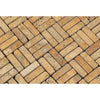 Gold/Yellow Travertine Random Strip Mosaic Tumbled - SurfacesGalore