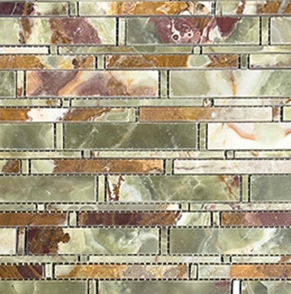 Green Onyx Premium Bamboo Sticks (Single - Color:Green Onyx) Mosaic Polished - SurfacesGalore