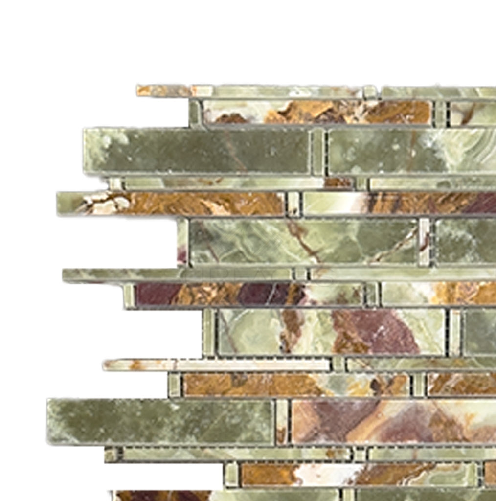 Green Onyx Premium Bamboo Sticks (Single - Color:Green Onyx) Mosaic Polished - SurfacesGalore