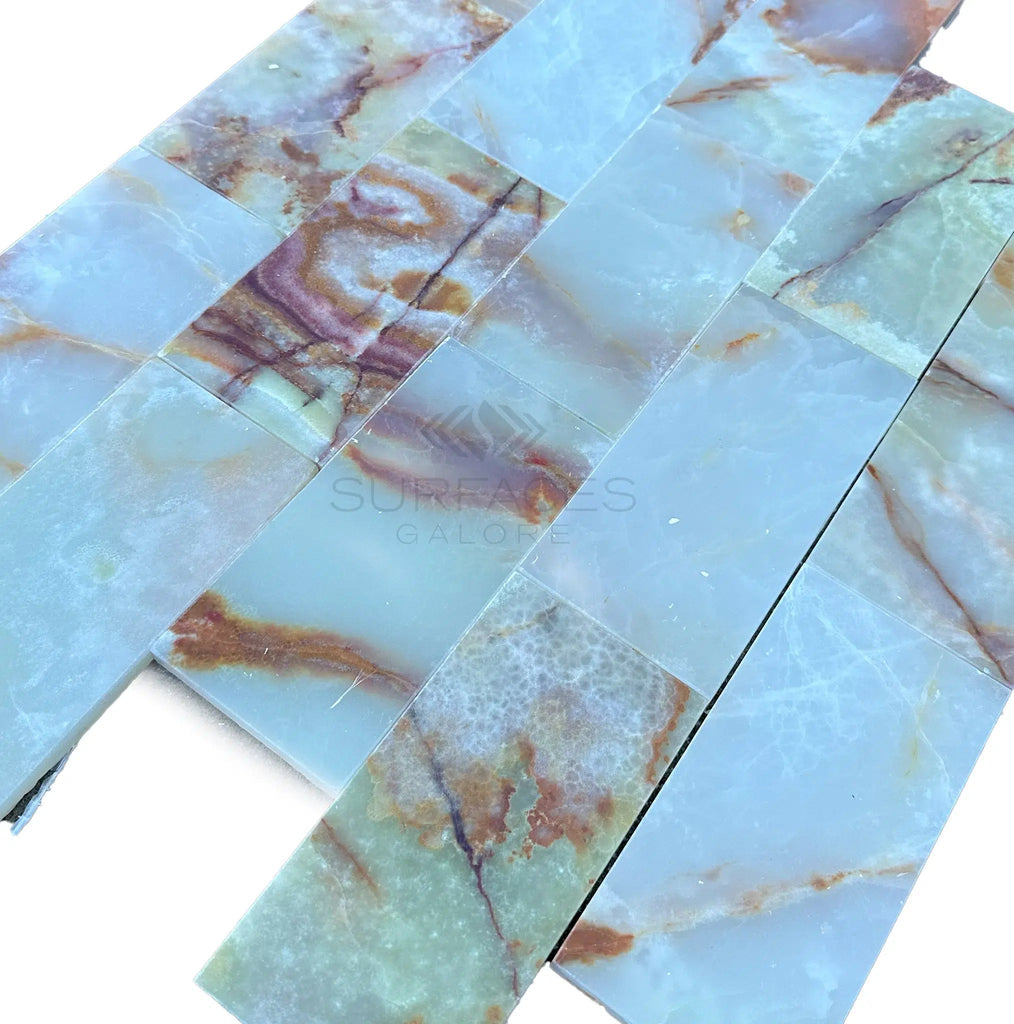 Green Onyx Premium Marble 3X6 Polished - SurfacesGalore