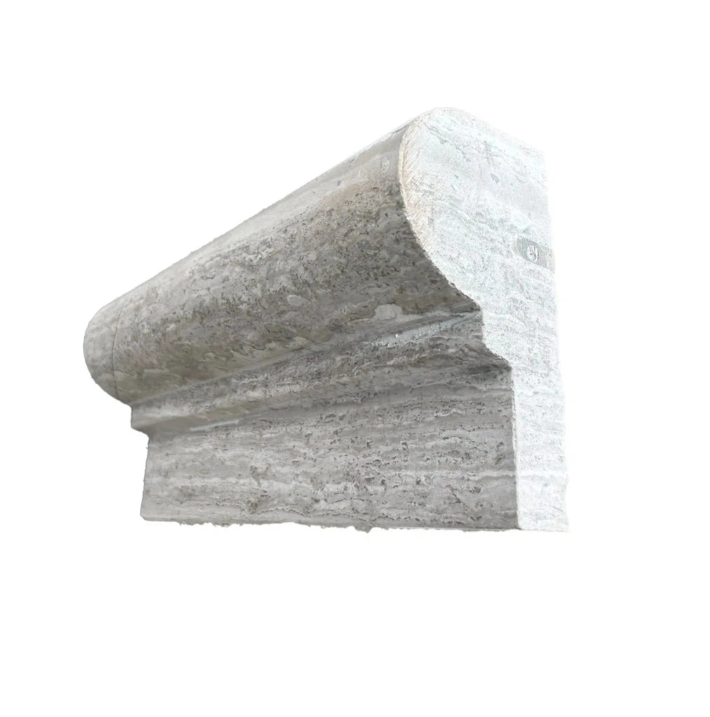 Haisa Light (White Wood) 2X12 OG-1 (Single-Step Chair Rail Trim)Liner Limestone Honed