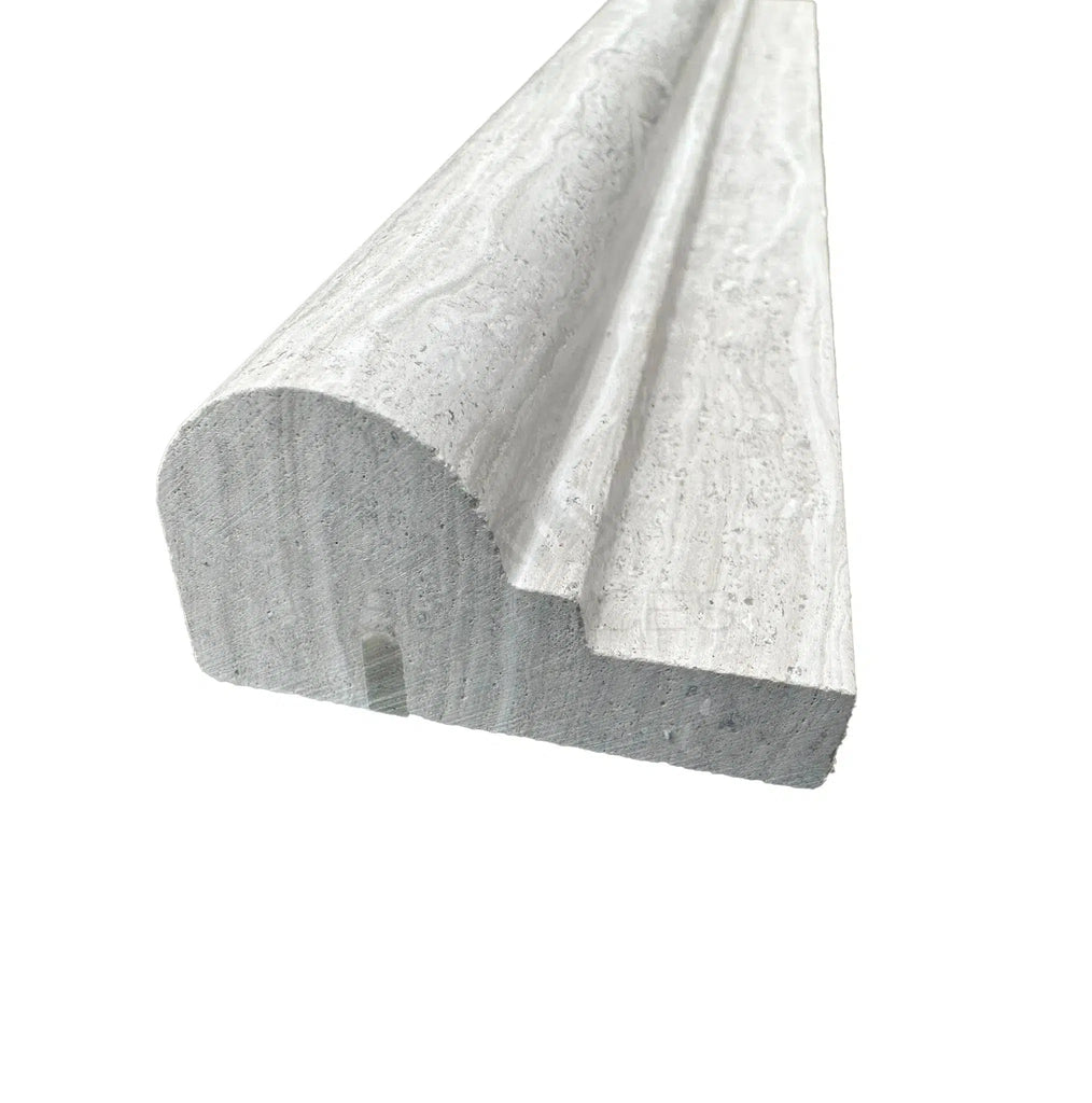 Haisa Light (White Wood) 2X12 OG-1 (Single-Step Chair Rail Trim)Liner Limestone Honed