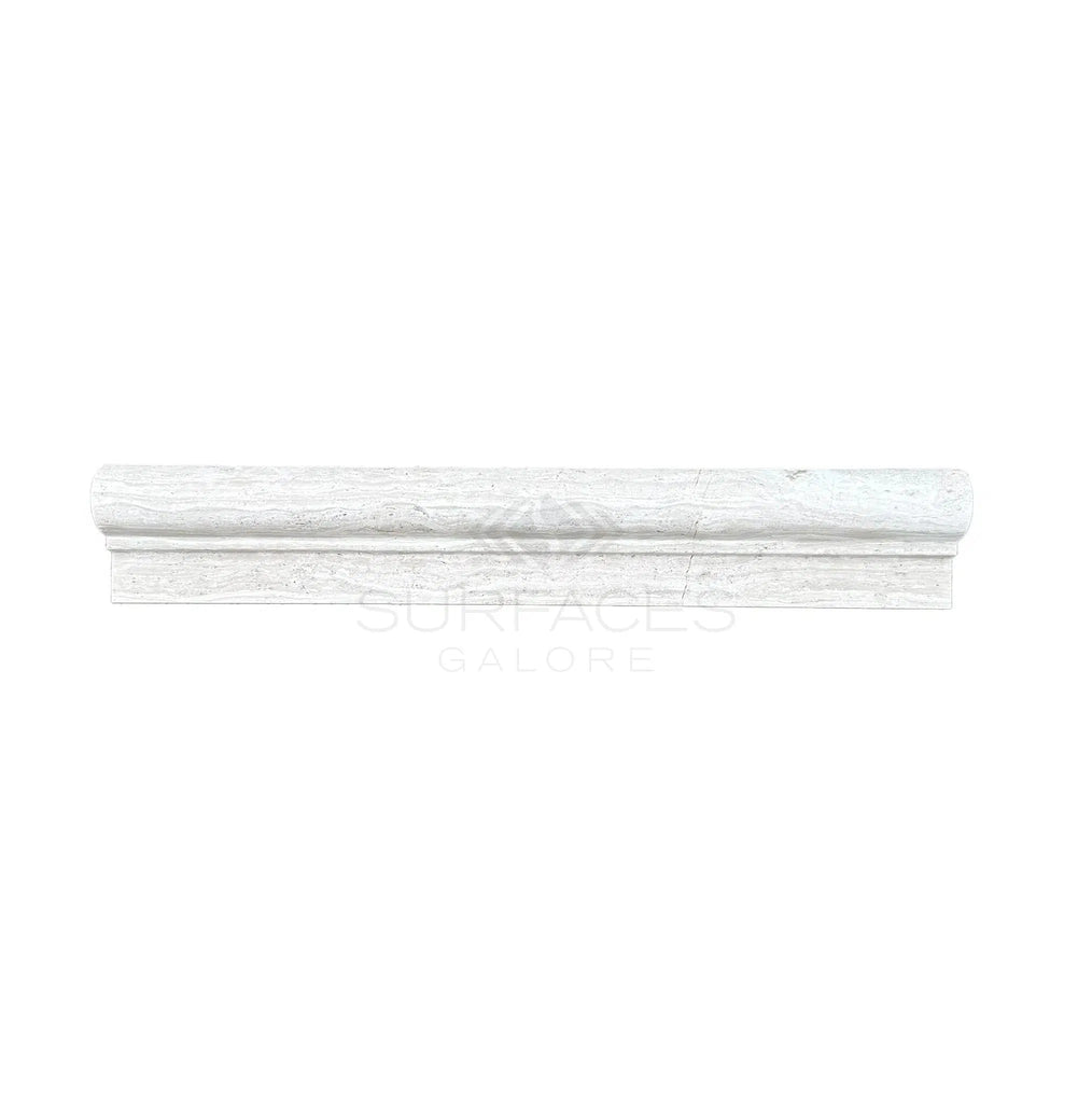 Haisa Light (White Wood) 2X12 OG-1 (Single-Step Chair Rail Trim)Liner Limestone Honed