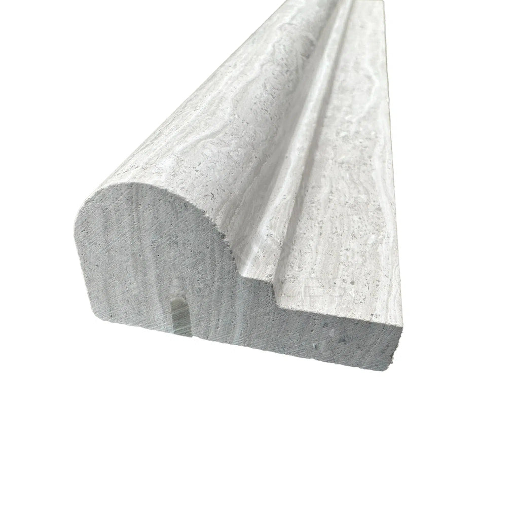 Haisa Light (White Wood) Premium 2X12 OG - 1 (Single - Step Chair Rail Trim)Liner Limestone Honed - SurfacesGalore