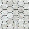 Haisa Light (White Wood) Premium 2X2 Hexagon Mosaic Limestone Honed - SurfacesGalore