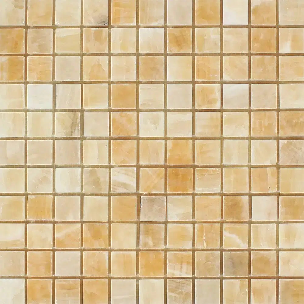 Honey Onyx (Giallo Crystal) 1X1 Mosaic Marble Tile Polished