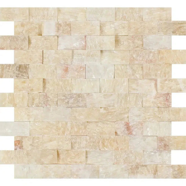 Honey Onyx (Giallo Crystal) 1X2 Brick Mosaic Marble Tile Split-Faced