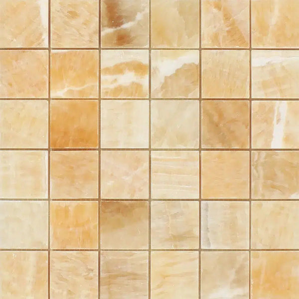 Honey Onyx (Giallo Crystal) 2X2 Mosaic Marble Tile Polished