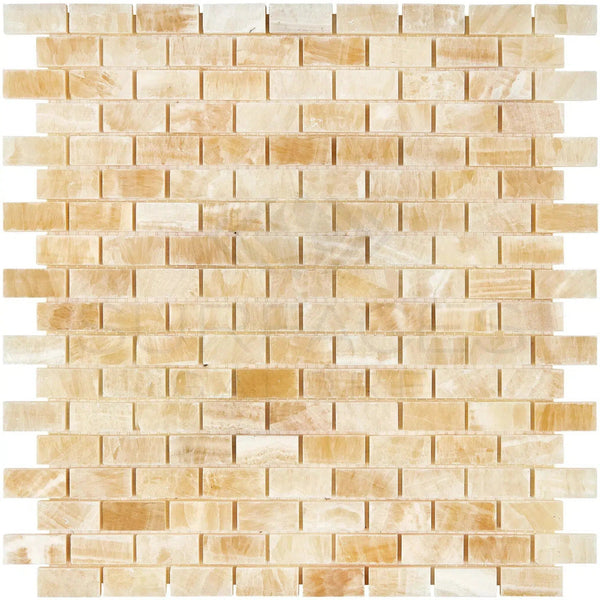 Honey Onyx (Giallo Crystal) 5/8X1 1/4 Mini-Brick Mosaic Marble Tile Polished