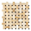 Honey Onyx (Giallo Crystal) Basketweave Mosaic (w/Black) Marble Tile Polished