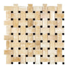 Honey Onyx (Giallo Crystal) Basketweave Mosaic (w/Black) Marble Tile Polished