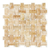 Honey Onyx (Giallo Crystal) Basketweave Mosaic (w/White) Marble Tile Polished