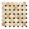 Honey Onyx (Giallo Crystal) Octagon (w/Black) Mosaic Marble Tile Polished