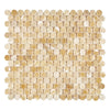 Honey Onyx (Giallo Crystal) Penny-Round Mosaic Marble Tile Polished