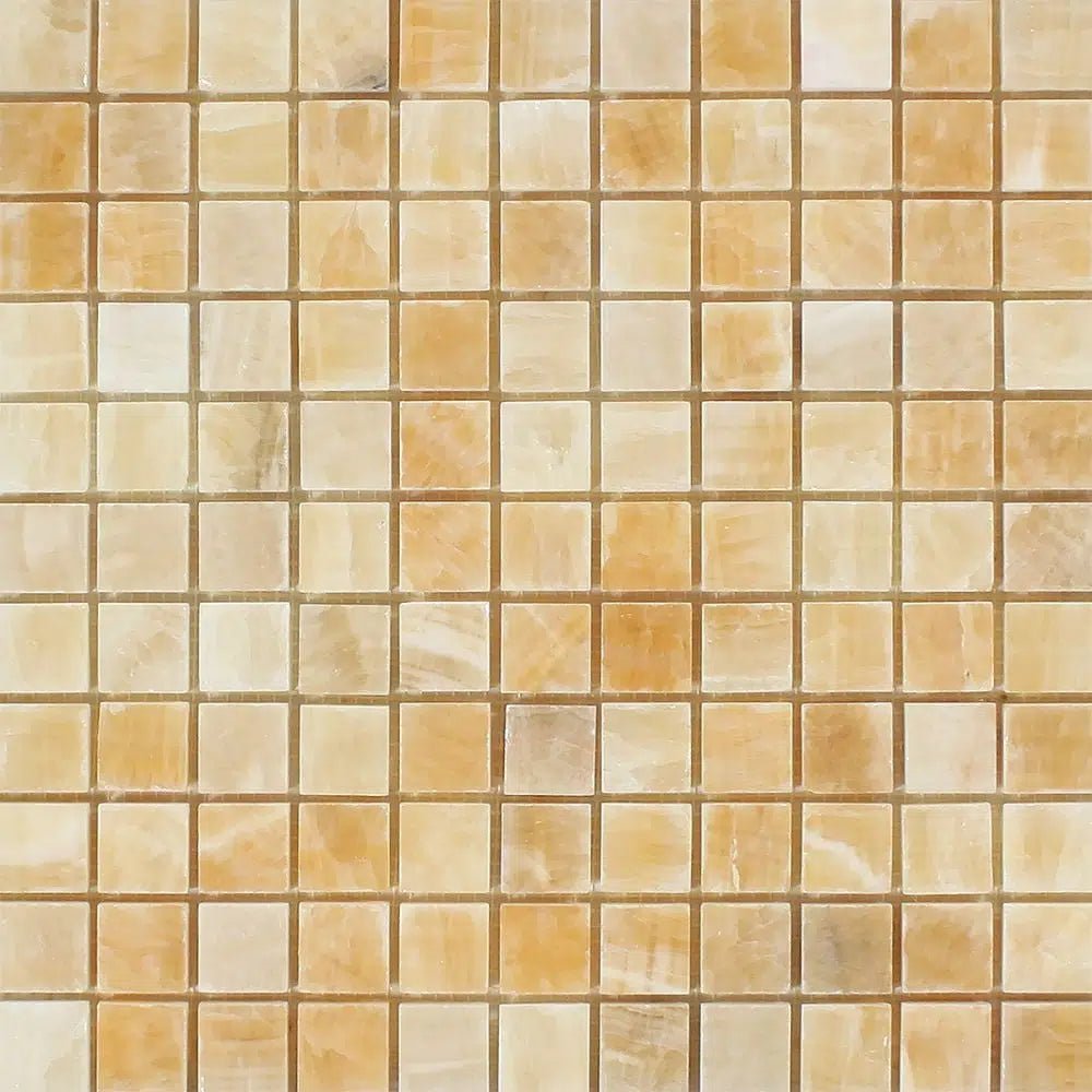 Honey Onyx (Giallo Crystal) Premium 1X1 Mosaic Marble Tile Polished - SurfacesGalore