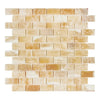 Honey Onyx (Giallo Crystal) Premium 1X2 Brick Mosaic Marble Tile Polished