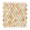 Honey Onyx (Giallo Crystal) Premium 1X2 Diamond/Rhomboid Mosaic Marble Tile Polished - SurfacesGalore