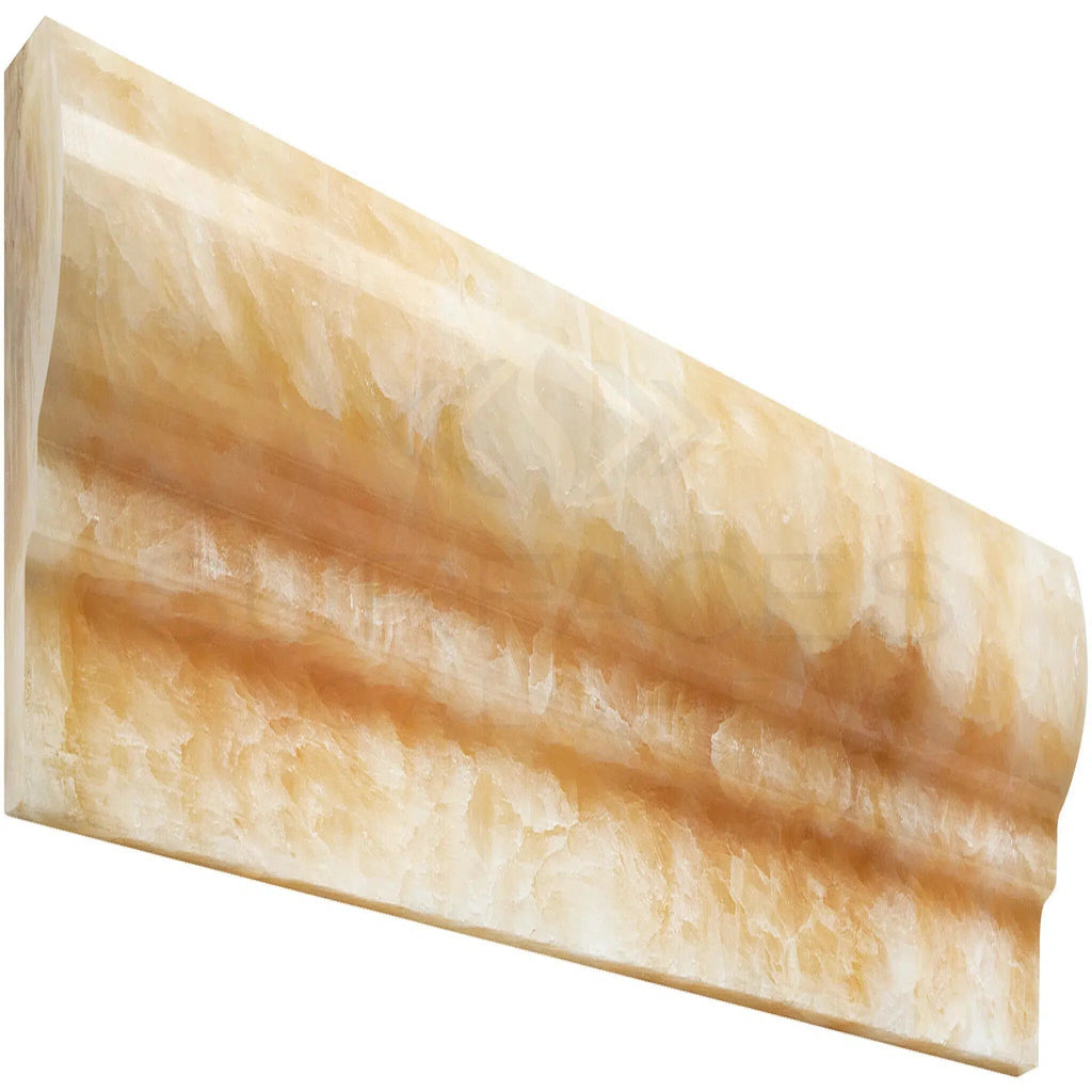 Honey Onyx (Giallo Crystal) Premium 2X12 OG - 1 (Single - Step Chair Rail Trim) Liner Polished - SurfacesGalore