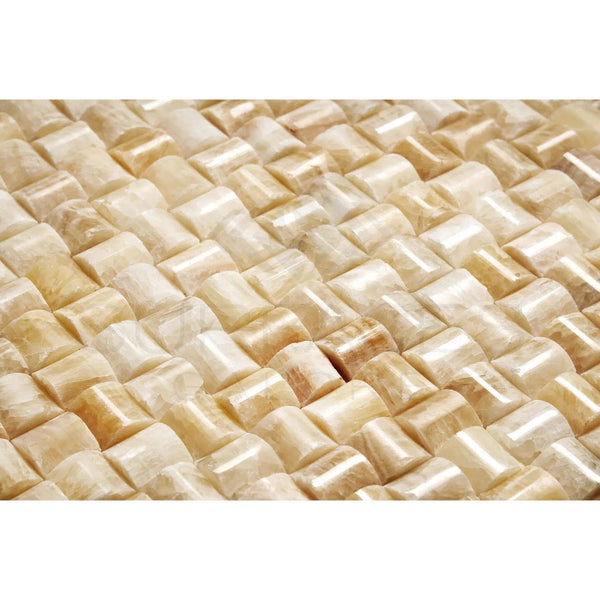 Honey Onyx (Giallo Crystal) Premium 3 - D Small - Bread Mosaic Marble Tile Polished - SurfacesGalore