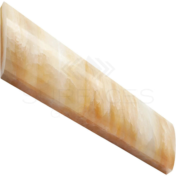 Honey Onyx (Giallo Crystal) Premium 3/4X12 Bullnose Liner Polished - SurfacesGalore