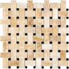 Honey Onyx (Giallo Crystal) Premium Basketweave Mosaic (w/Black) Marble Tile Polished - SurfacesGalore