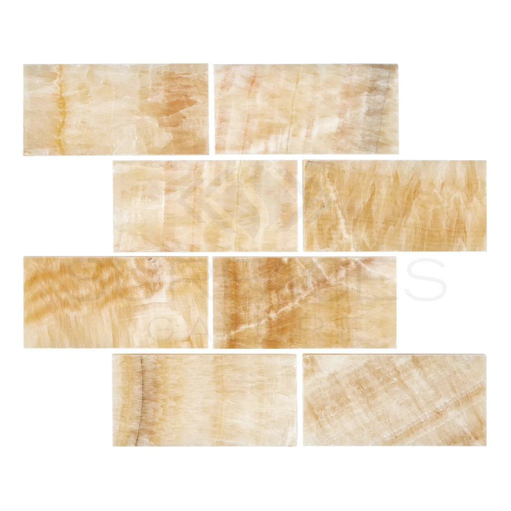 Honey Onyx (Giallo Crystal) Premium Marble 3X6 Polished - SurfacesGalore