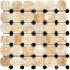 Honey Onyx (Giallo Crystal) Premium Octagon (w/Black) Mosaic Marble Tile Polished - SurfacesGalore