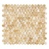 Honey Onyx (Giallo Crystal) Premium Penny - Round Mosaic Marble Tile Polished - SurfacesGalore