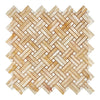 Honey Onyx (Giallo Crystal) Premium Stanza (w/White) Mosaic Marble Tile Polished - SurfacesGalore