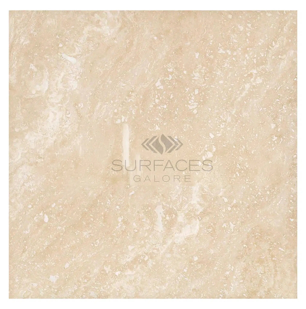 Ivory (Light) Travertine 12X12 (Cross-Cut) Filled and Honed