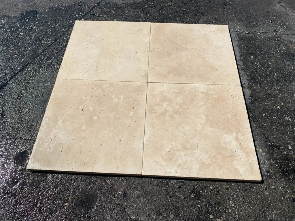 Ivory (Light) Travertine 12X12 (Cross-Cut) Filled and Honed