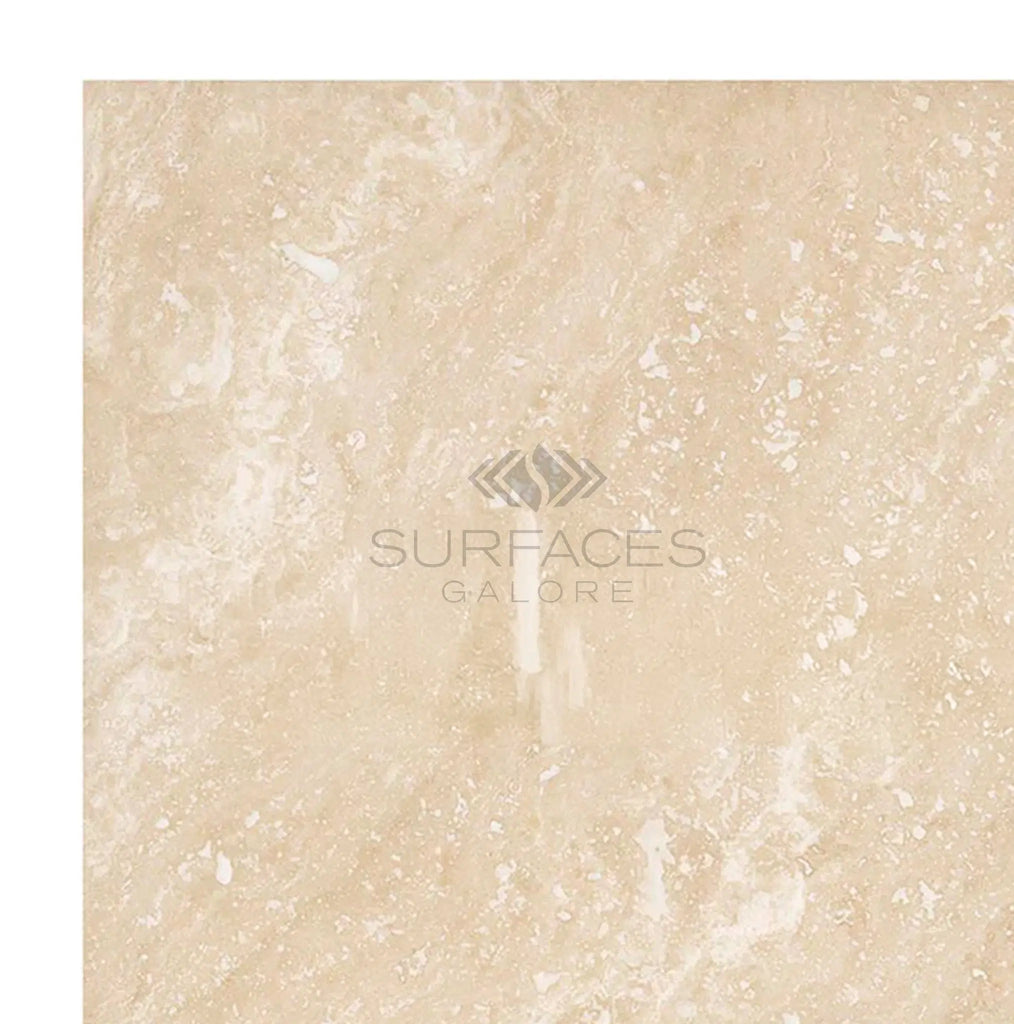 Ivory (Light) Travertine 12X12 (Cross - Cut) Filled and Honed - SurfacesGalore