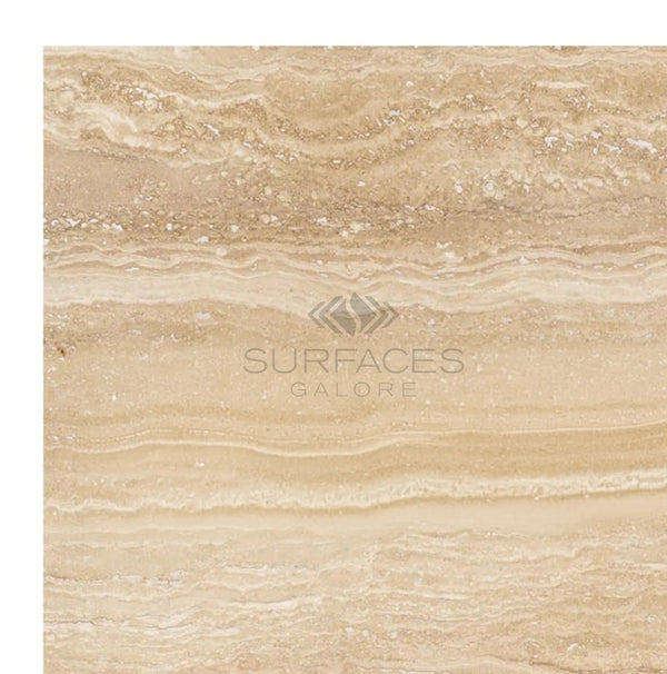 Ivory (Light) Travertine 12X12 (Vein - Cut) Filled and Honed - SurfacesGalore