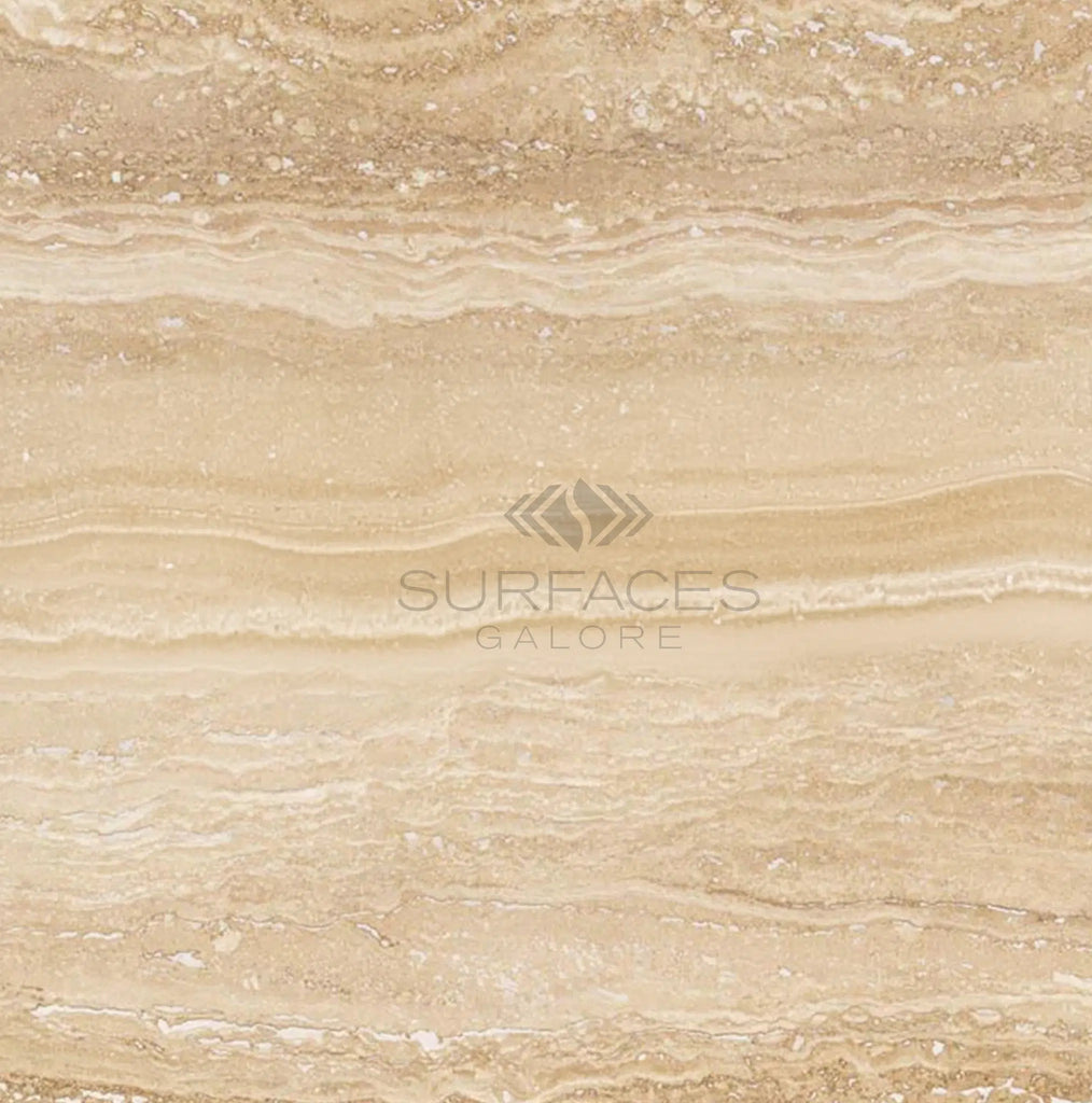 Ivory (Light) Travertine 12X12 (Vein - Cut) Filled and Honed - SurfacesGalore